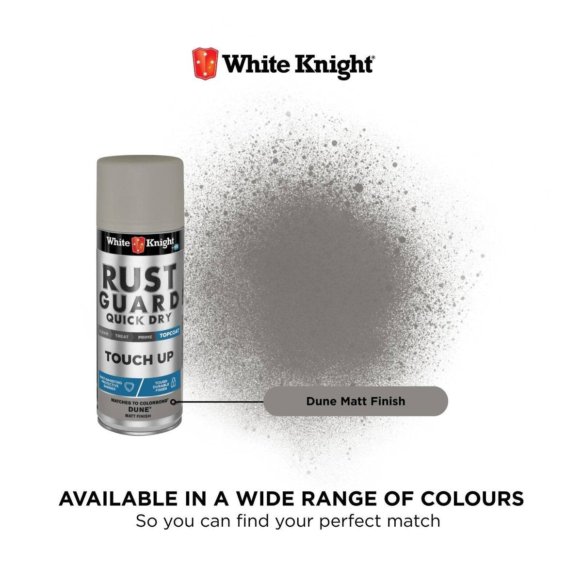 White Knight Rust Guard 300g Dune Matt Quick Dry Touch Up Spray Paint