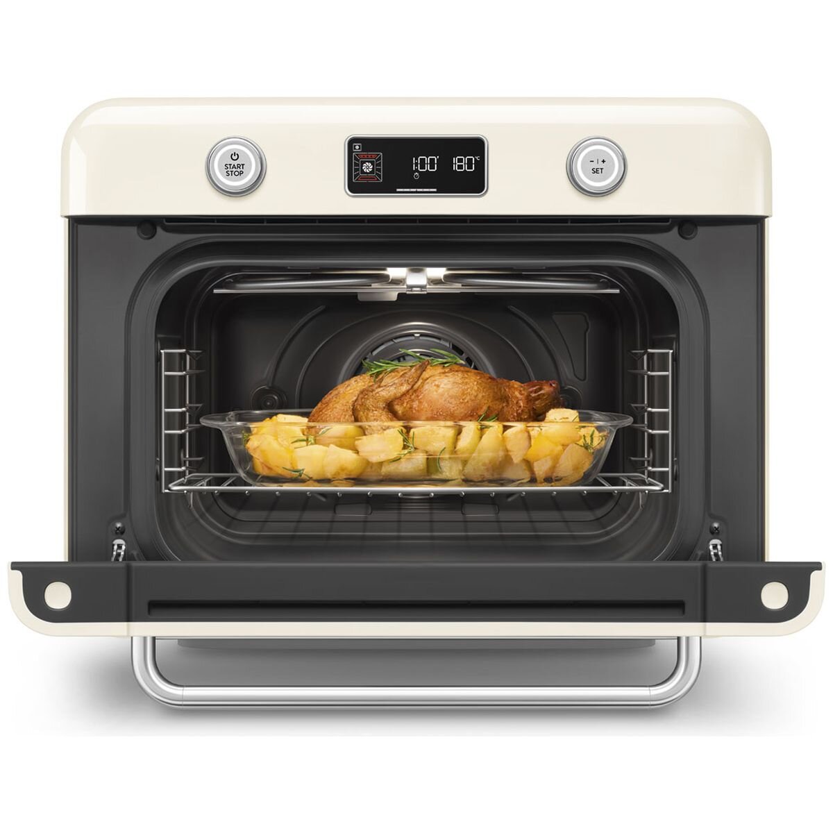 Smeg Retro Style Benchtop Combi-Steam Oven 30L - Adjustable Humidity, Cream Finish - COF01CRAU