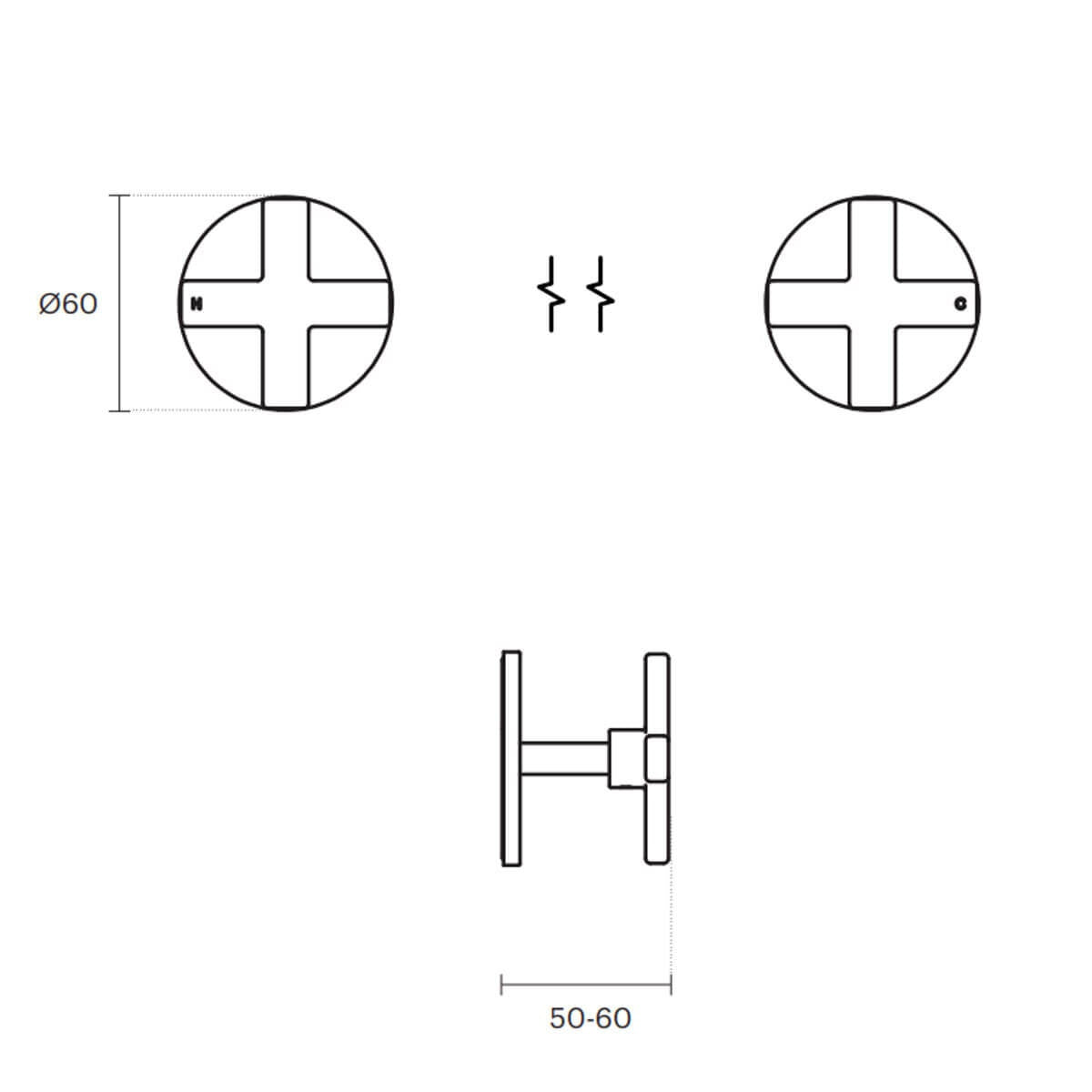 Rogerseller Gas Wall Top Assembly - Brushed Nickel - Brass Construction - Made in Australia - 3606017607