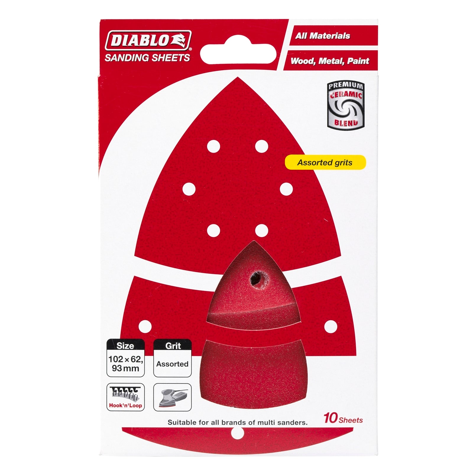 Diablo 102 x 62mm Assorted Grit All Surface Multi Sander Sheets - 10 Pack