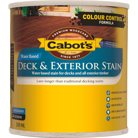 Cabot's Water Based Deck & Exterior Timber Stain 250ml Merbau - UV Resistant, Waterproof Decking Stain