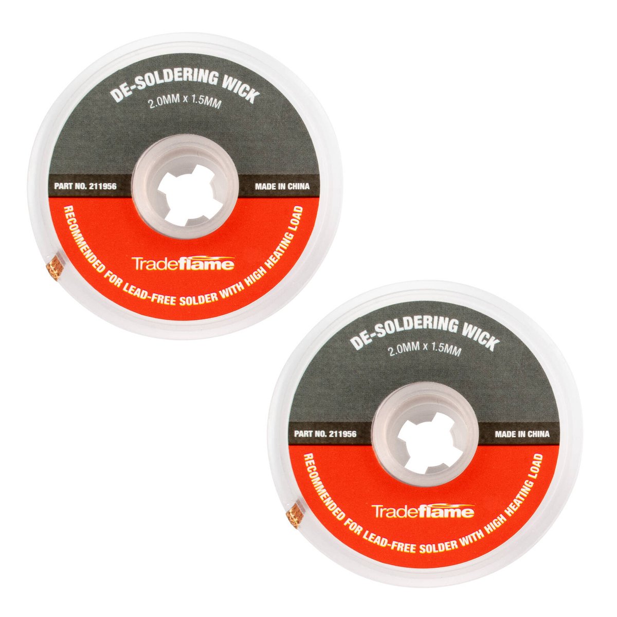 Tradeflame 2.0mm x 1.5mm Copper De-Soldering Wick 2 Pack
