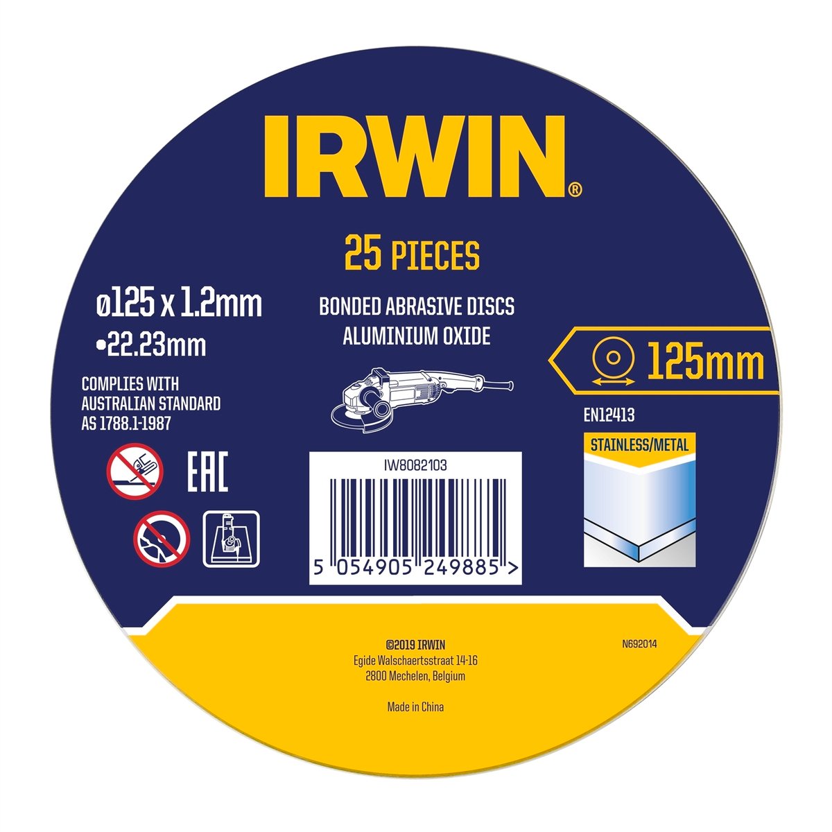 Irwin 125 x 1.2 x 22.2mm Metal Cut Off Disc 25 Pack