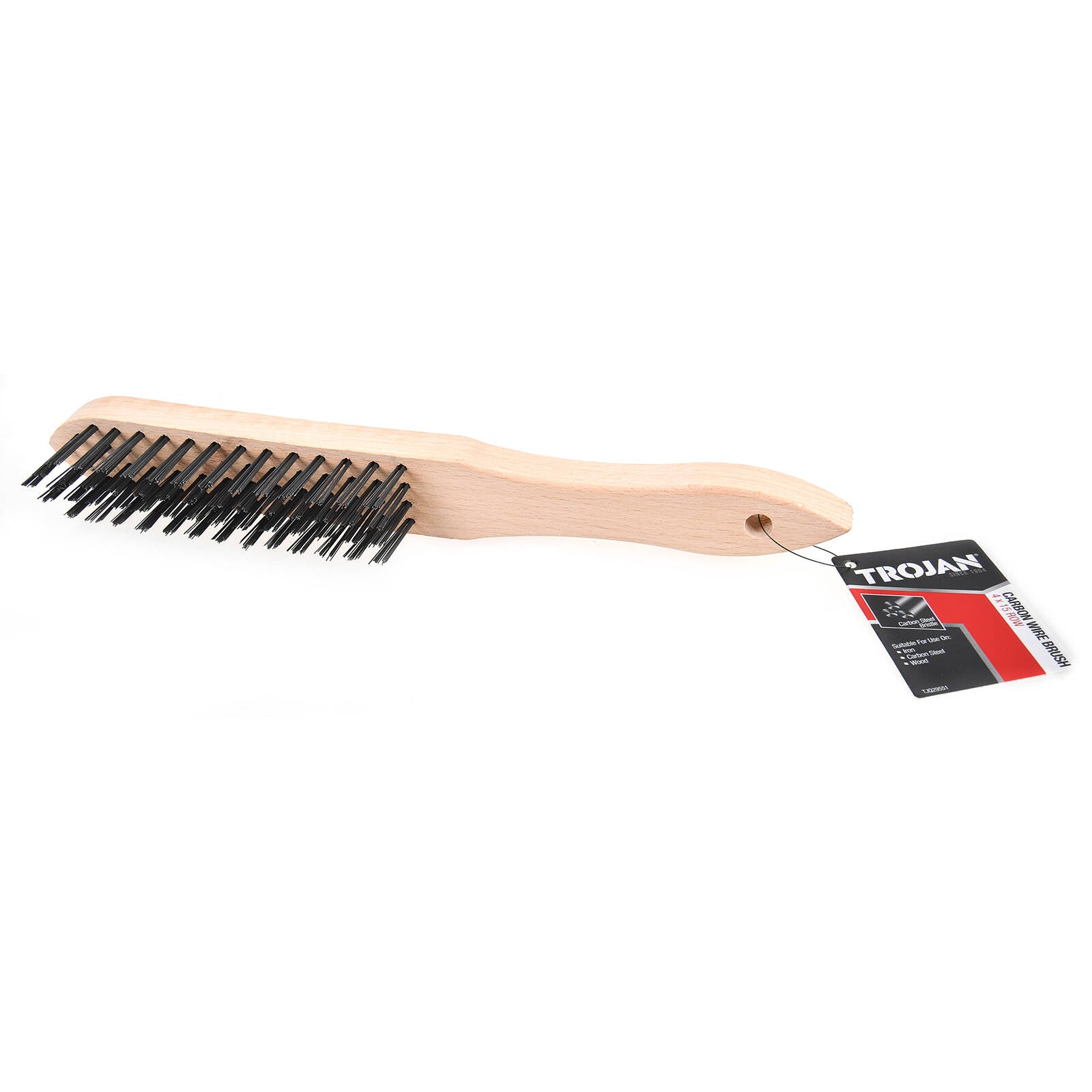 Trojan 4 x 15 Row Carbon Steel Wire Brush with Timber Handle