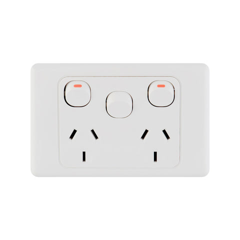 DETA Double Power Point with Extra Switch White Polycarbonate 10A 250V