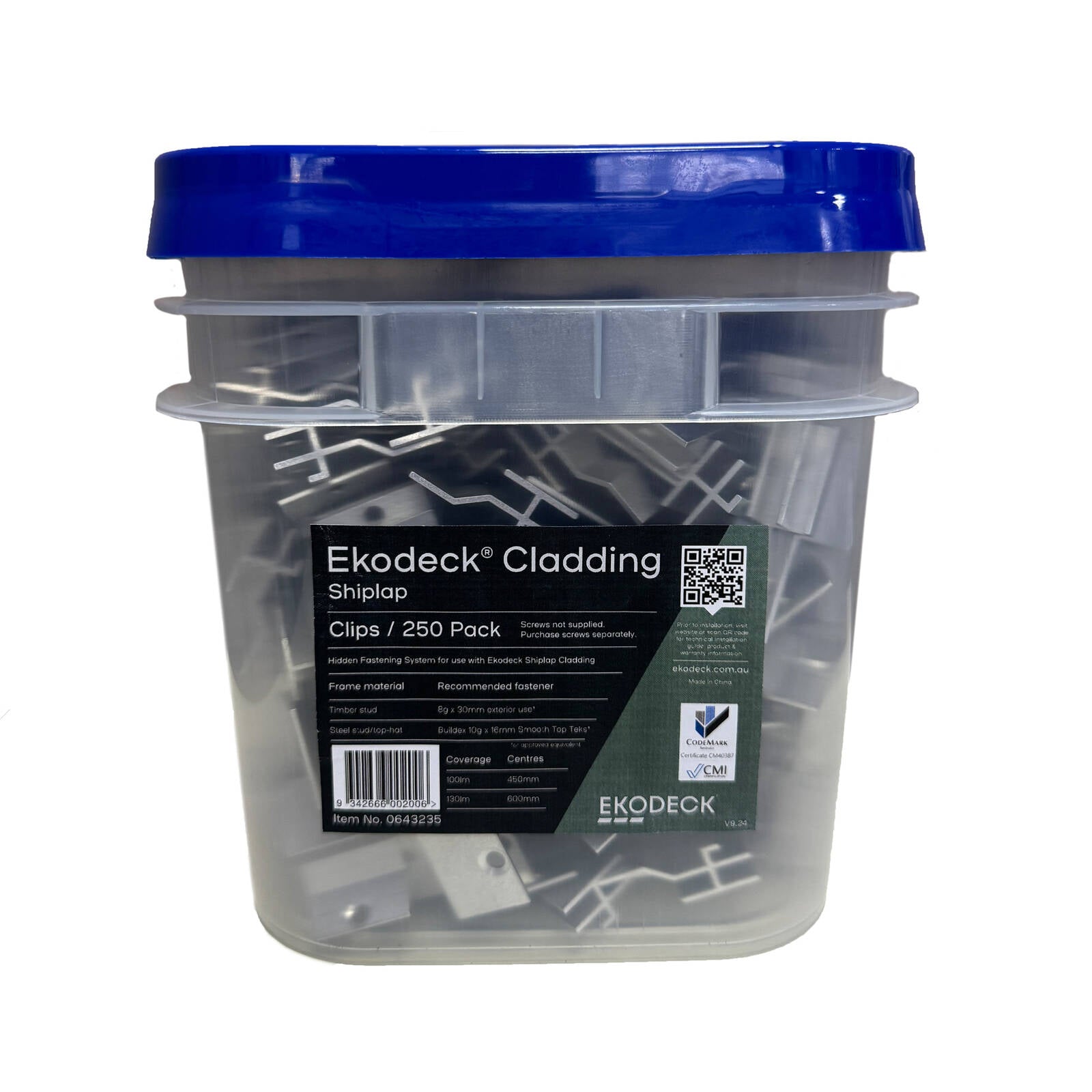 Ekodeck Shiplap Cladding Clips - 250 Pack