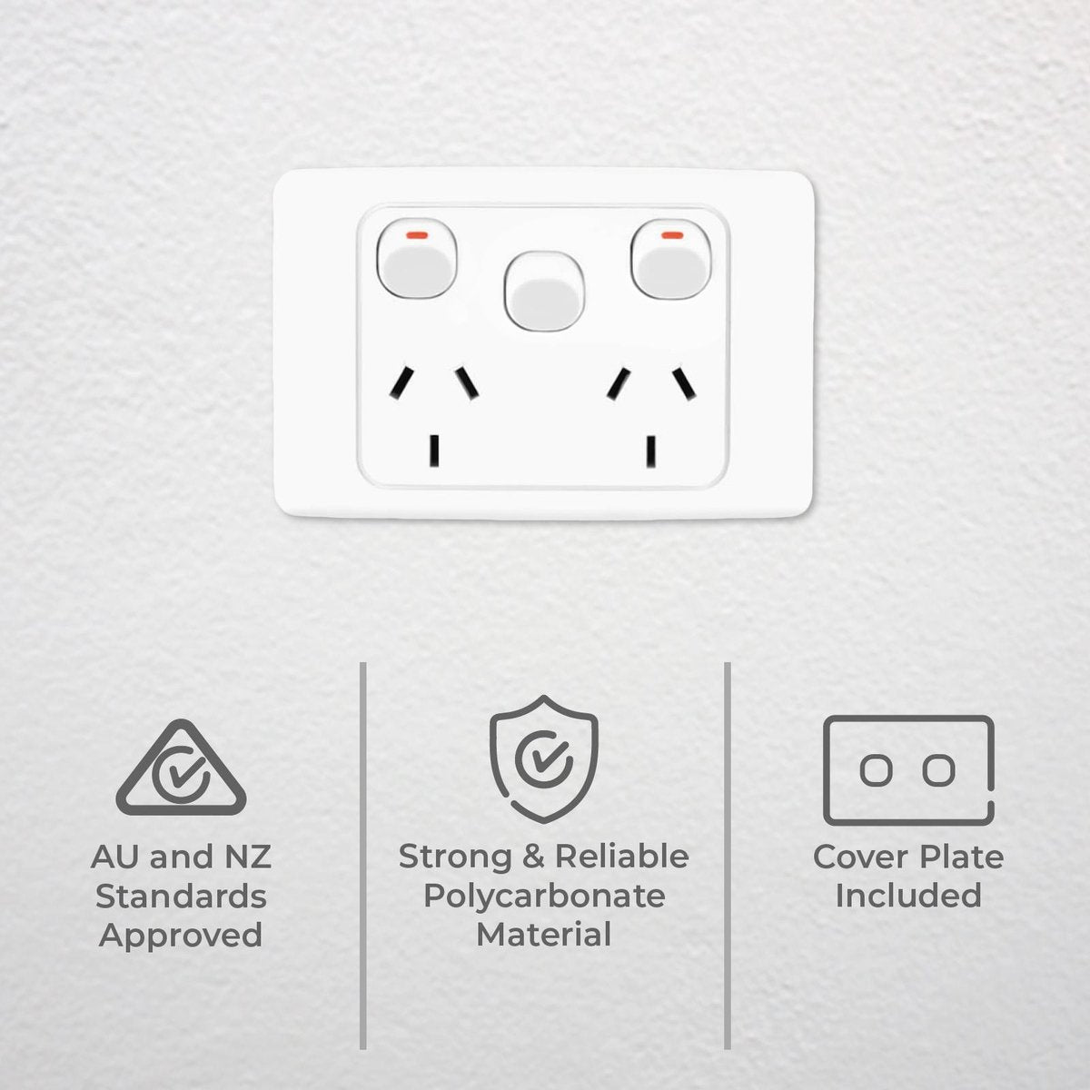 DETA White Double Pole Double Power Point with Extra Switch 250V 6223B