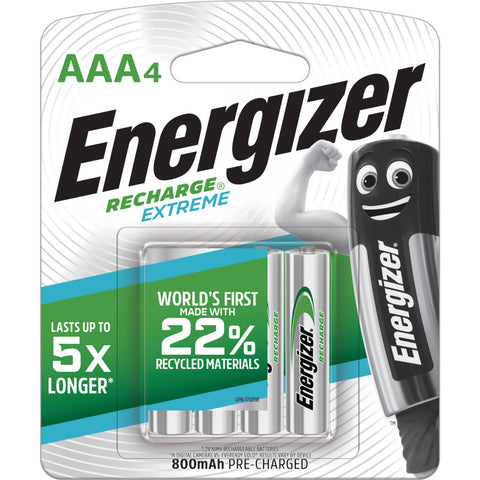 Energizer AAA 800mAh Rechargeable Ni-MH Batteries 4 Pack