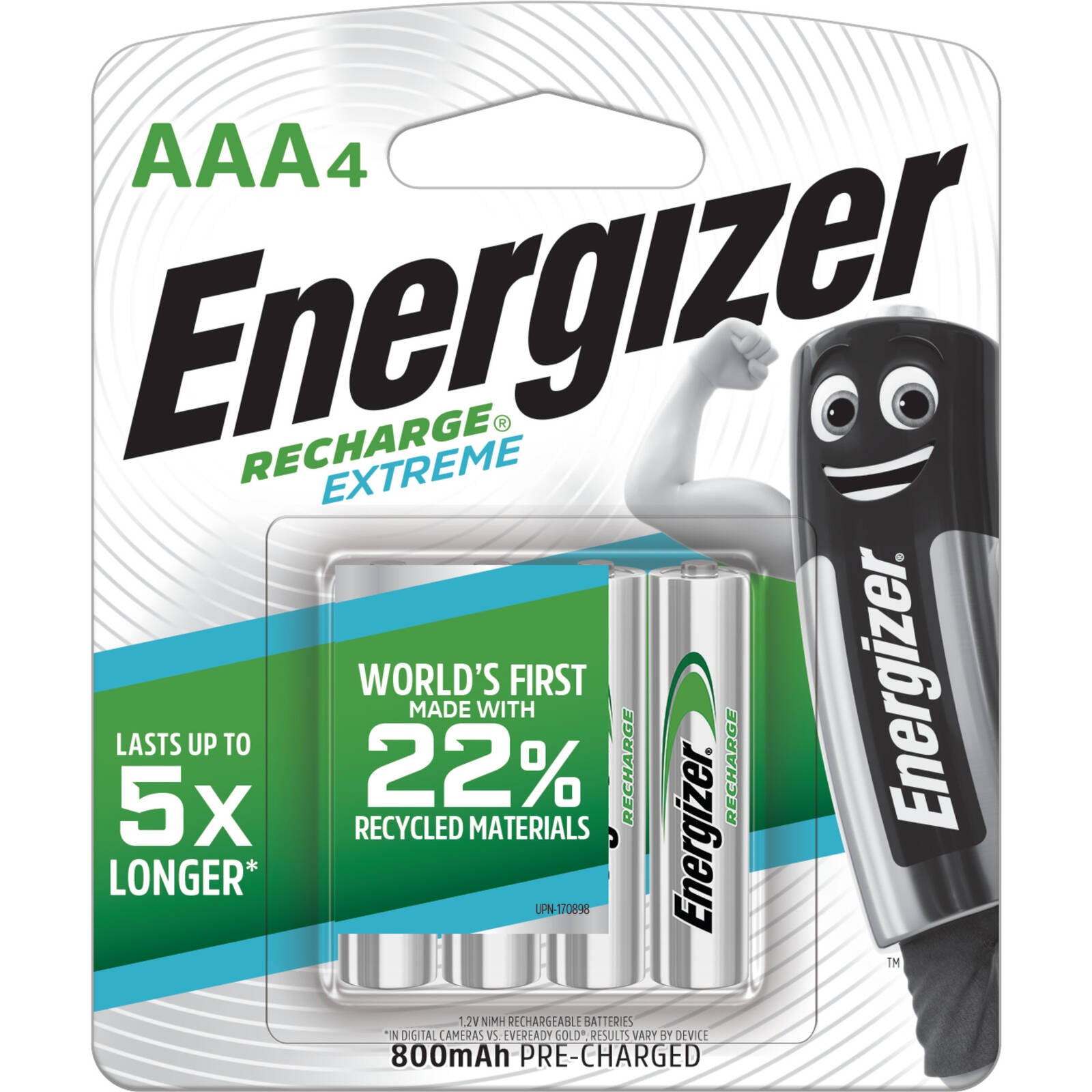 Energizer AAA 800mAh Rechargeable Ni-MH Batteries 4 Pack