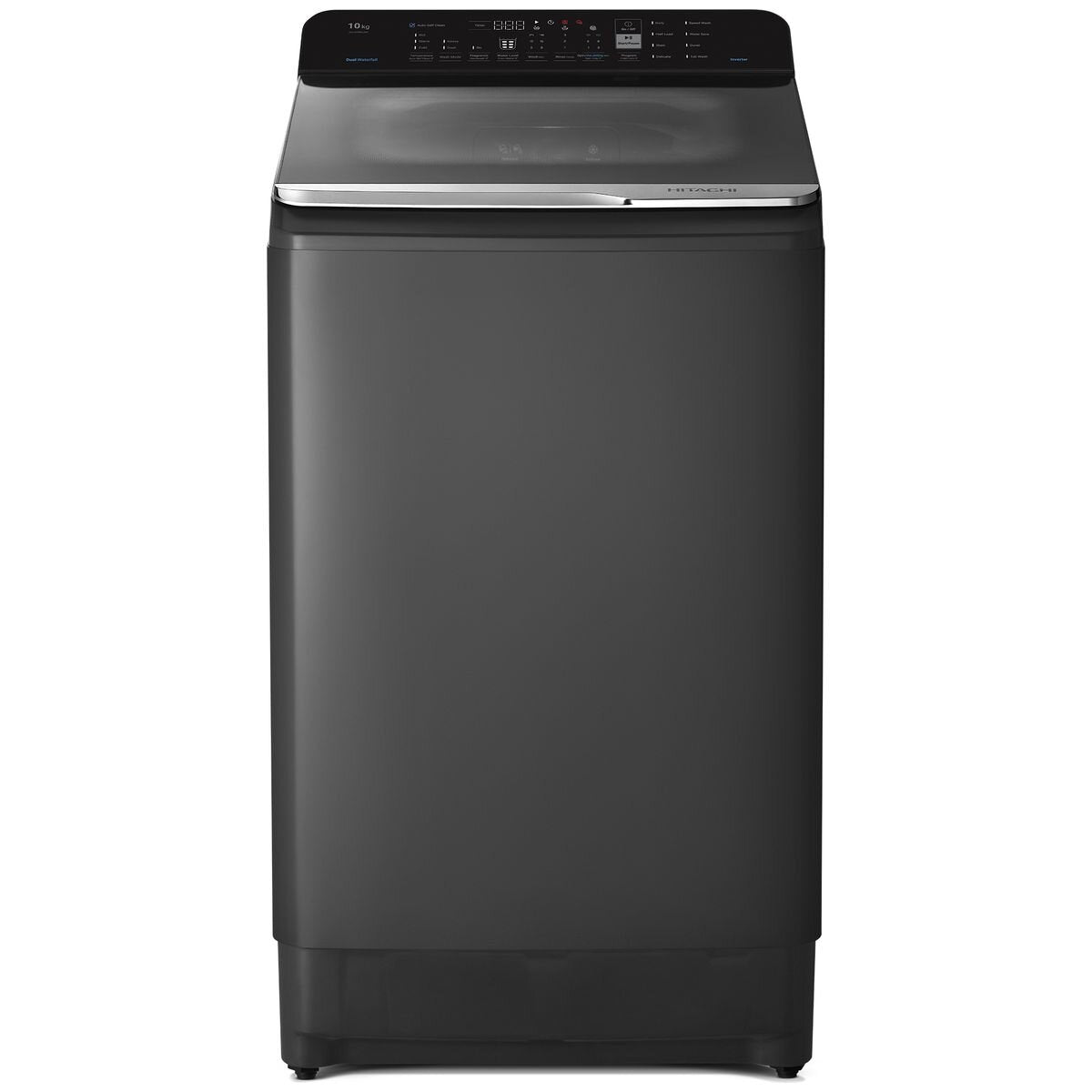 Hitachi 10kg Top Load Washing Machine - 59cm Width, Dual Waterfall, Soft Close Glass Lid - LTL10PMVJWT