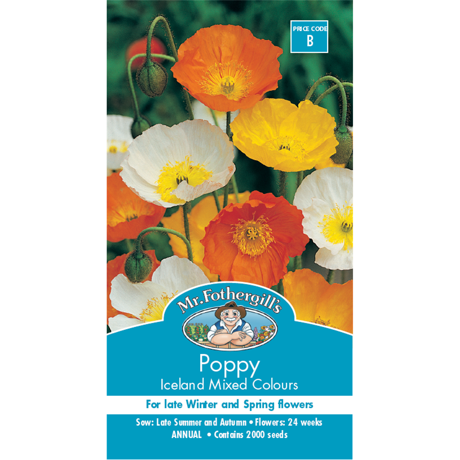Mr Fothergill's Poppy Iceland Mixed Flower Seeds - Colourful Bedding & Cutting Variety, 45cm