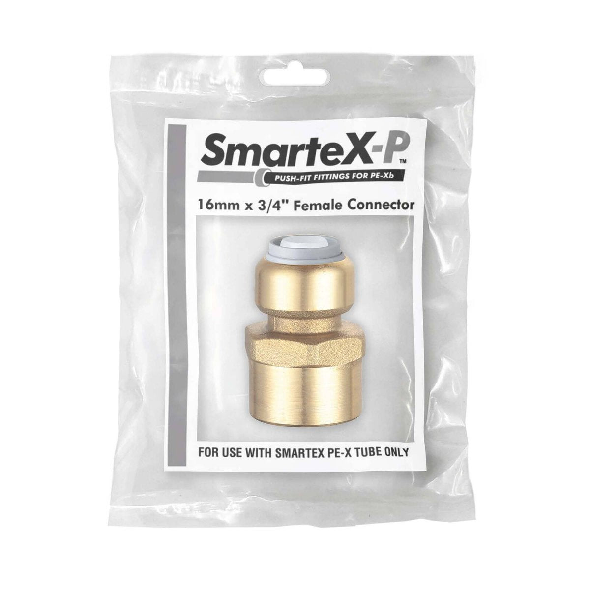 SmarteX-PEX 16 x 20mm Push-Fit Female Connector - Lead Free Brass