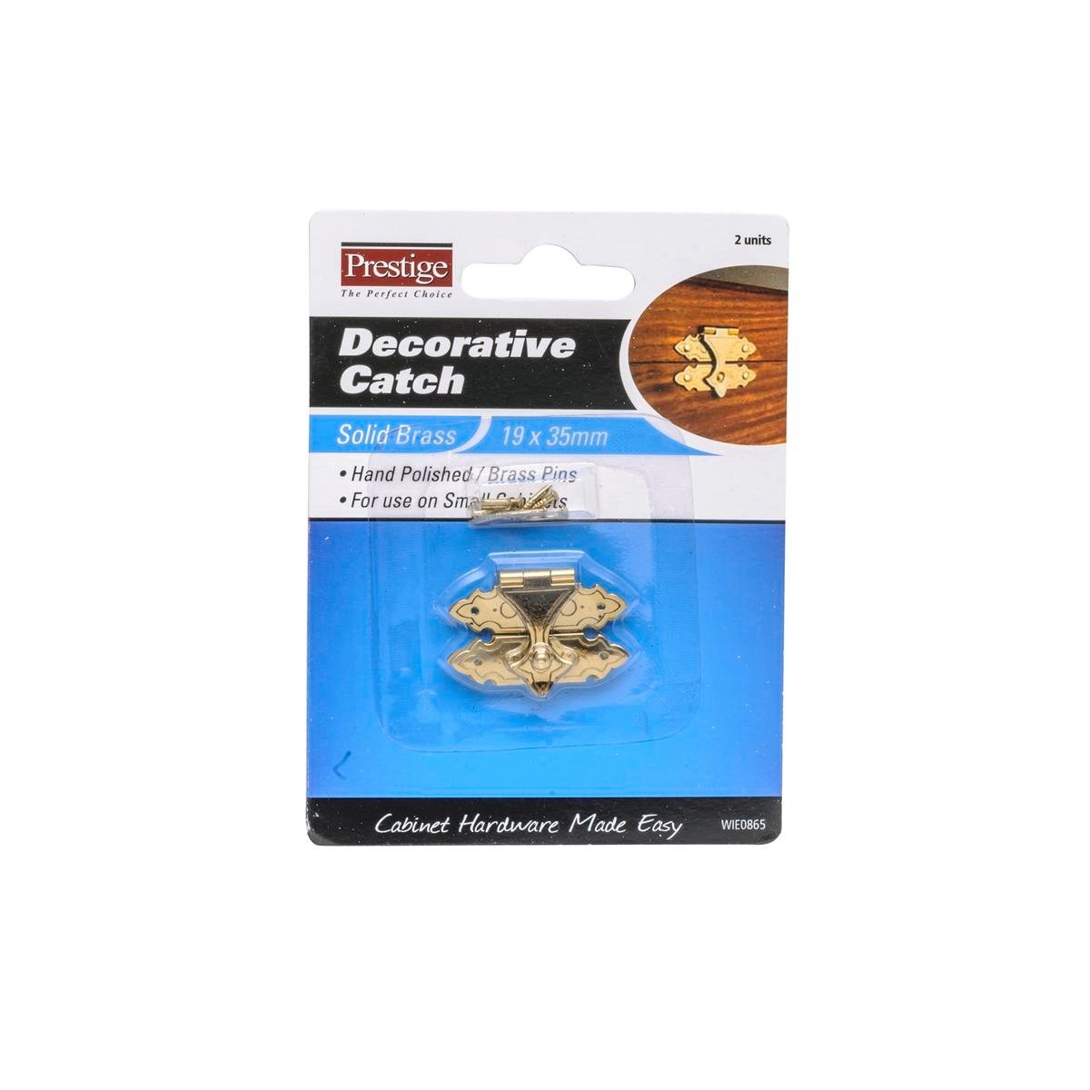 Prestige 35 x 19mm Polished Brass Decorative Cabinet Catch