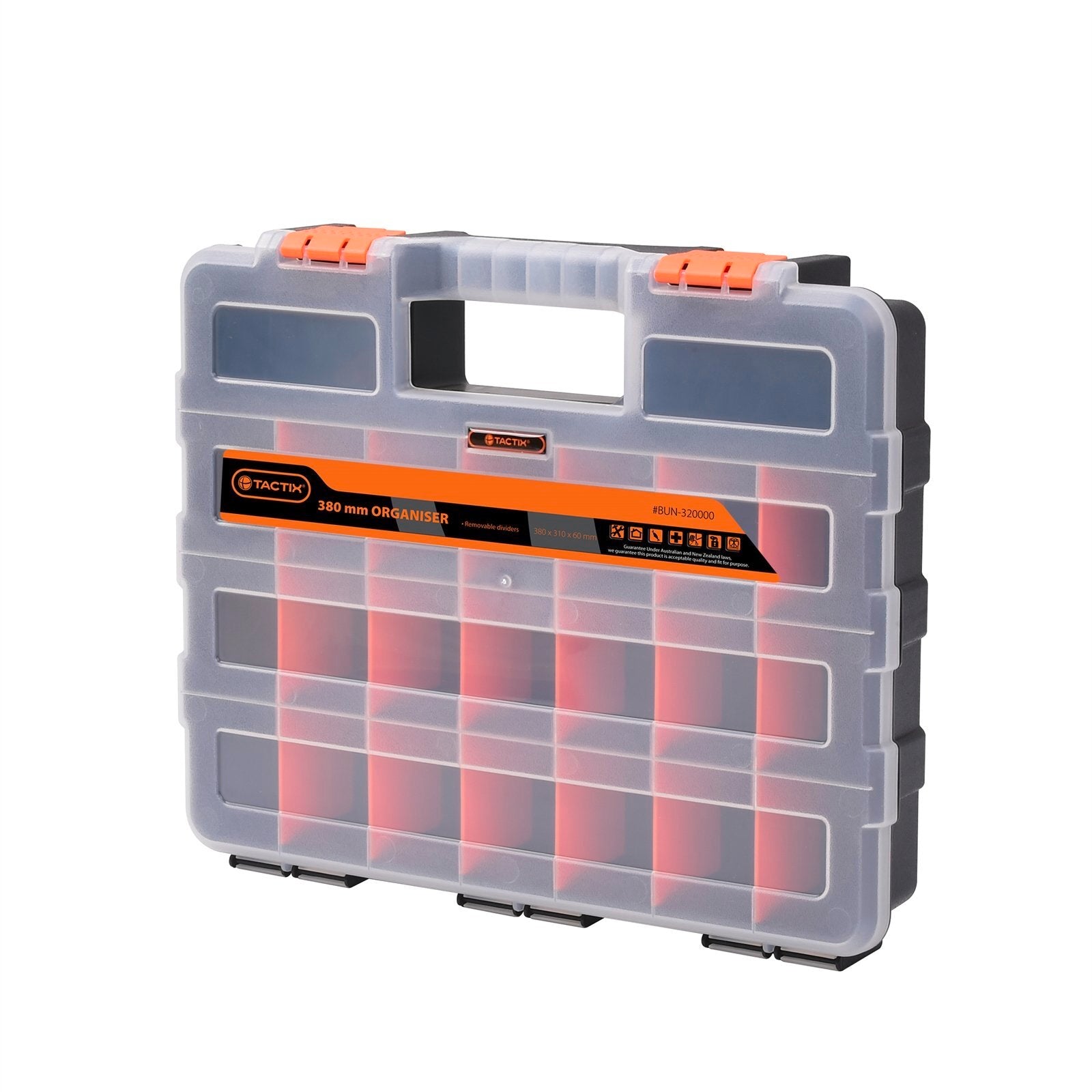 Tactix 380mm 22 Compartment Polypropylene Organiser Storage Box