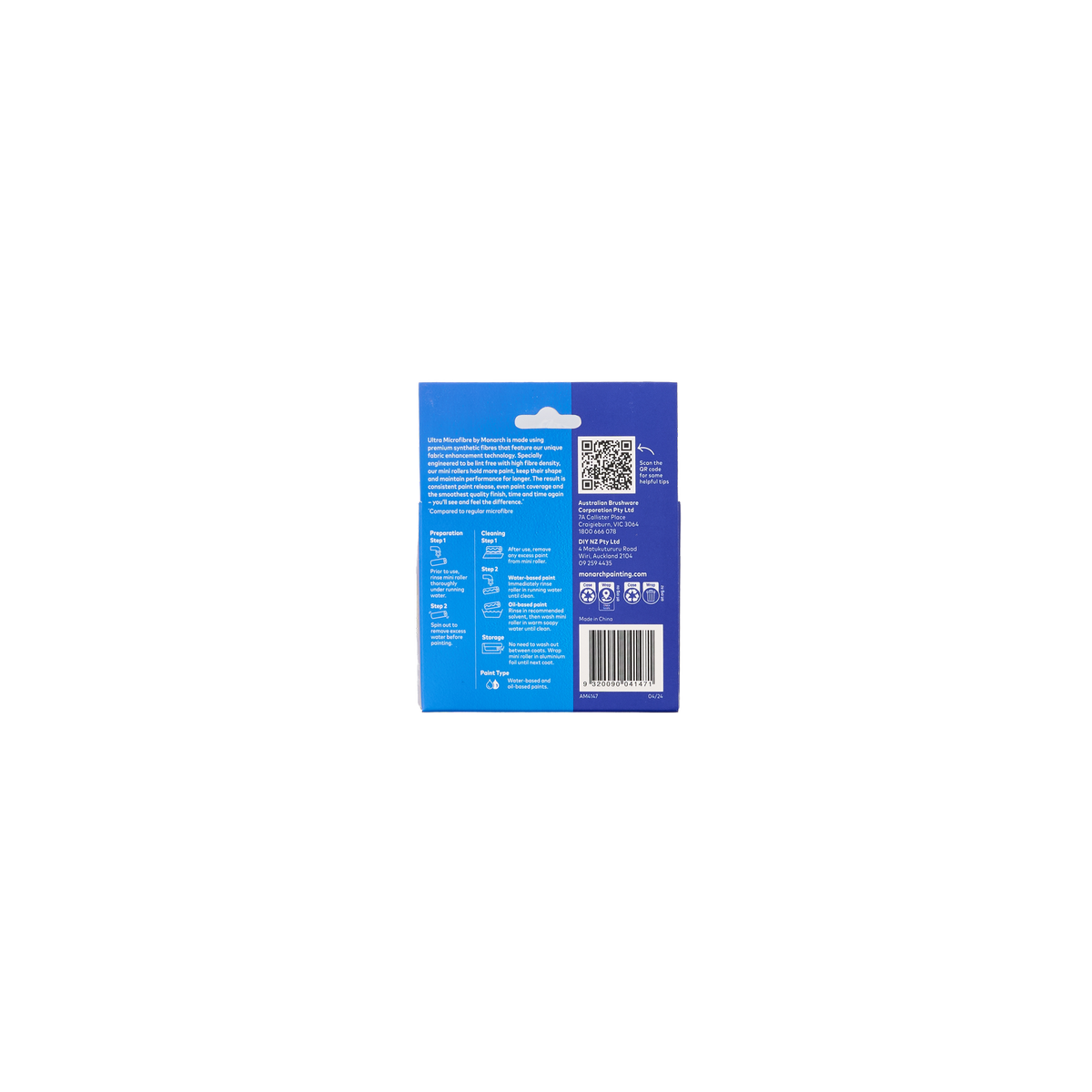 Monarch 100 Mini Rollers 2 Pack - 10mm Nap - Ultra Microfibre - Blue - SuperSaverAU - view 2