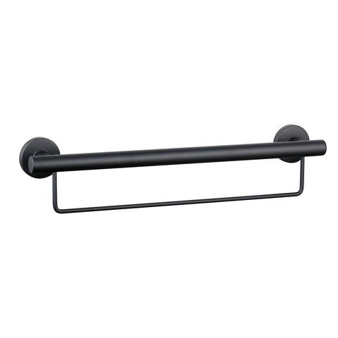 evekare 600mm Black Grade 304 Stainless Steel Grab Rail with Towel Holder 250kg Capacity