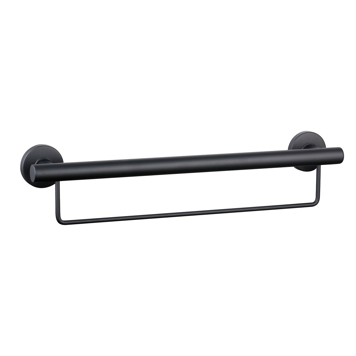 Evekare 600mm Black Towel Rail with Grab Rail - Stainless Steel - 250 kg Capacity - SuperSaverAU - view 1