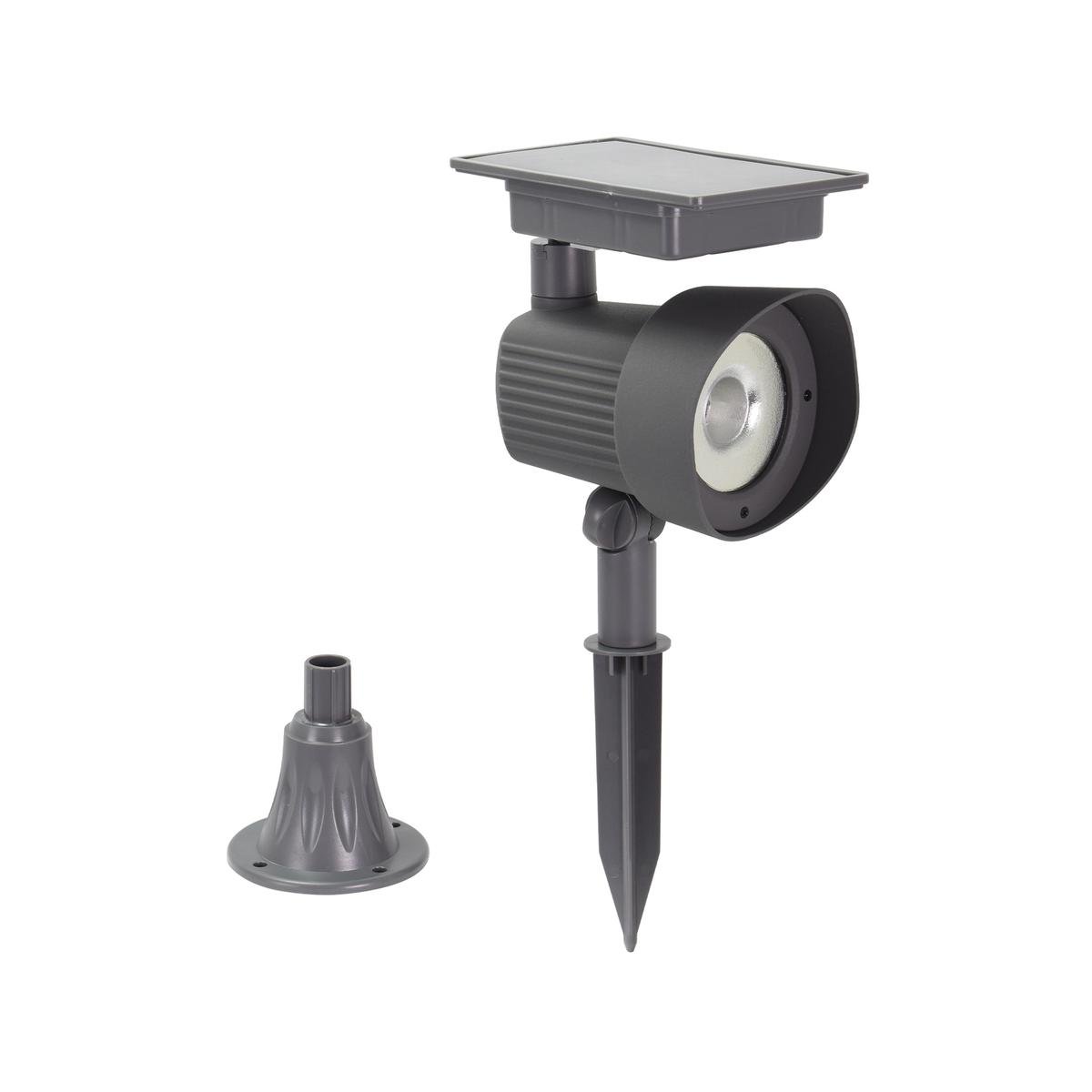 Luxzone 35cm LED Solar Spot Light - 120 Lumens - Aluminium - Grey - Outdoor - SuperSaverAU - view 1