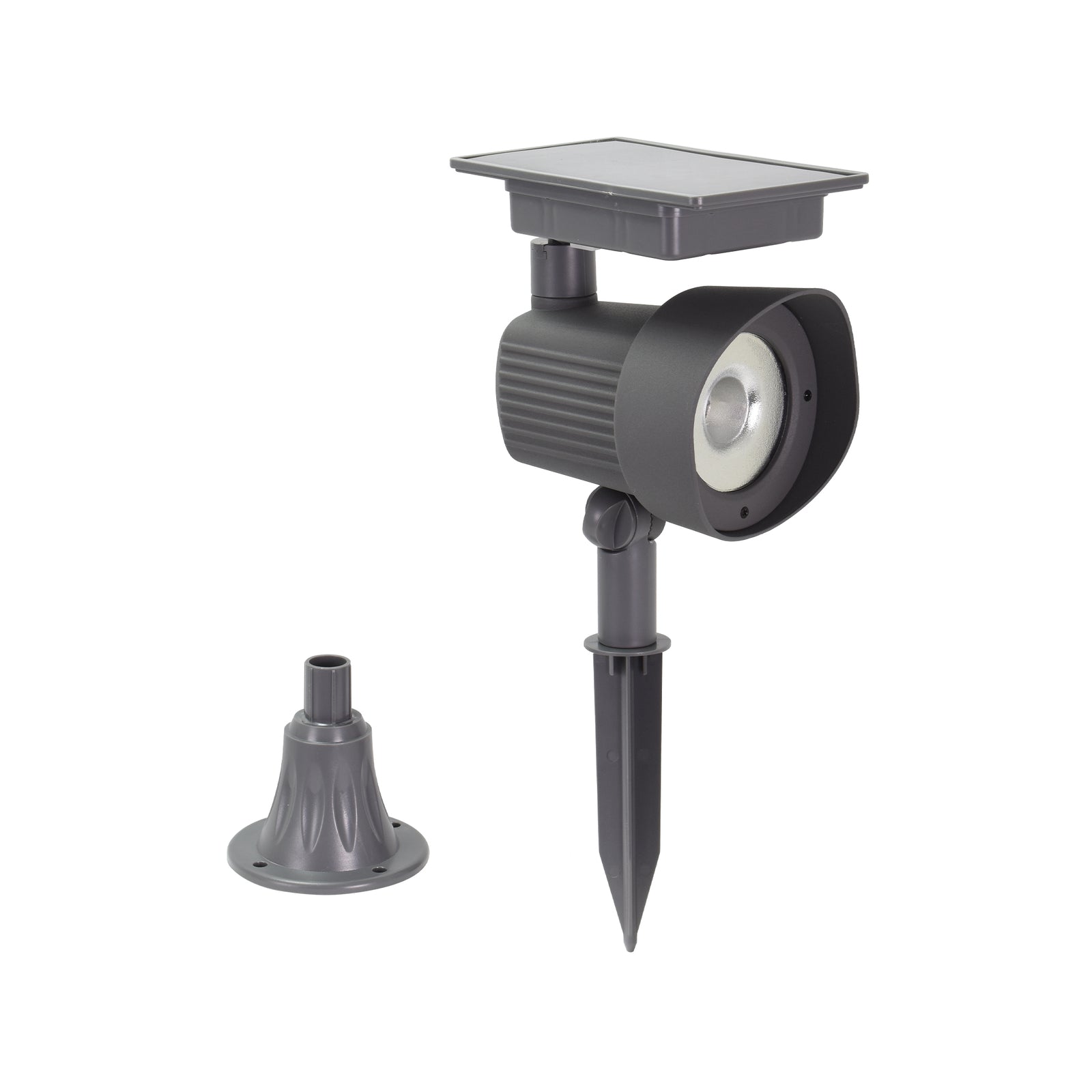 Luxzone 35cm Aluminium LED Solar Spot Light 120 Lumens Grey Outdoor QWASSP23002