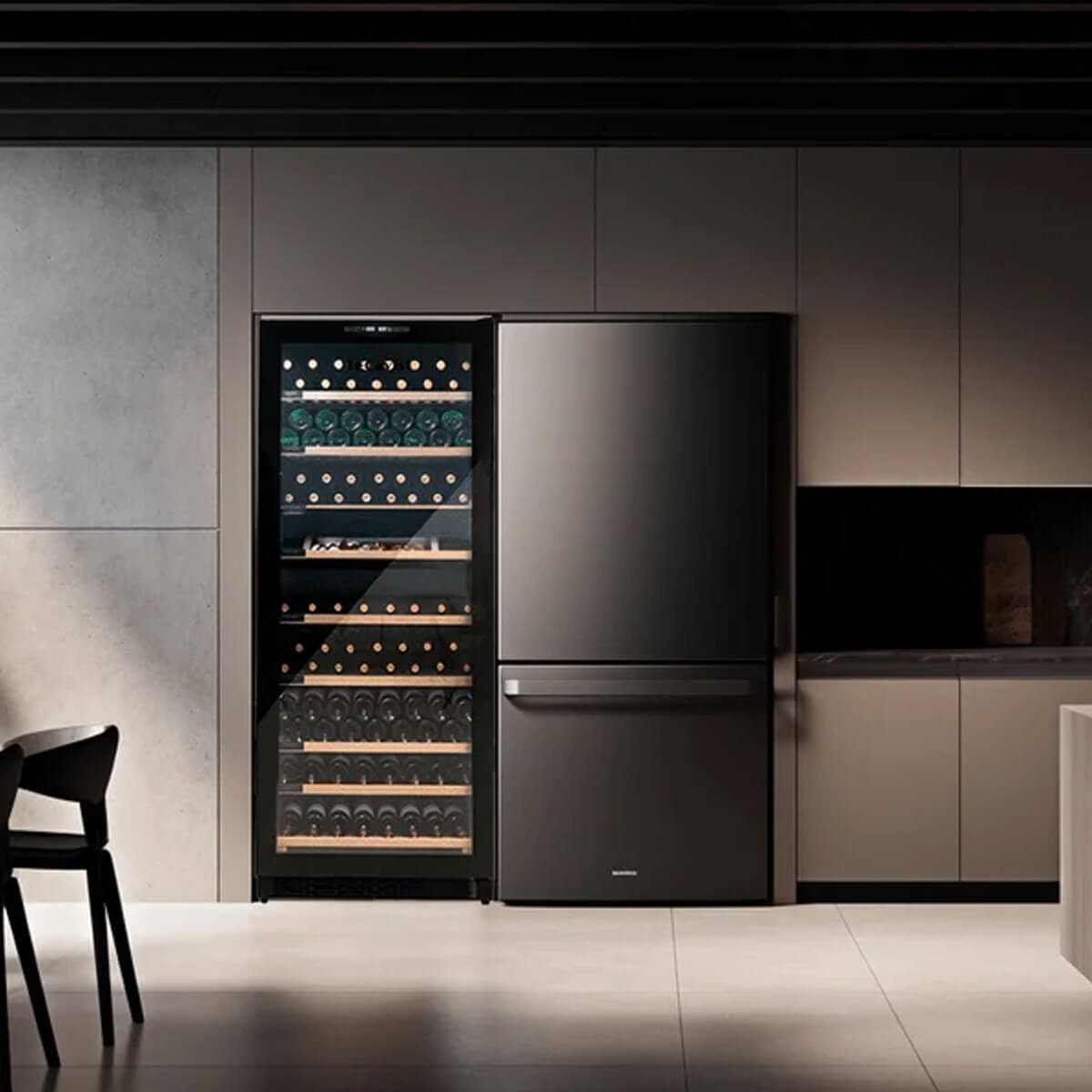 LeCavist Cuvee Rothschild 303 Bottle Dual Zone Wine Fridge - Black - 9 Wooden Shelves - LCS300VN2Z1D