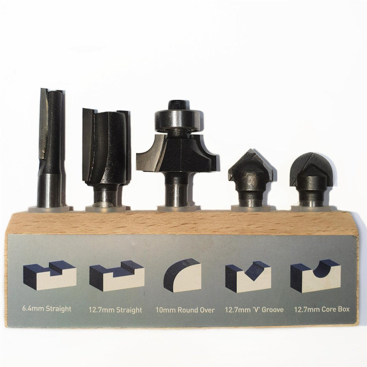 Ultra Router Bit Set - 5 Piece - 6.4mm Tungsten Carbide - Durable - SuperSaverAU - view 2
