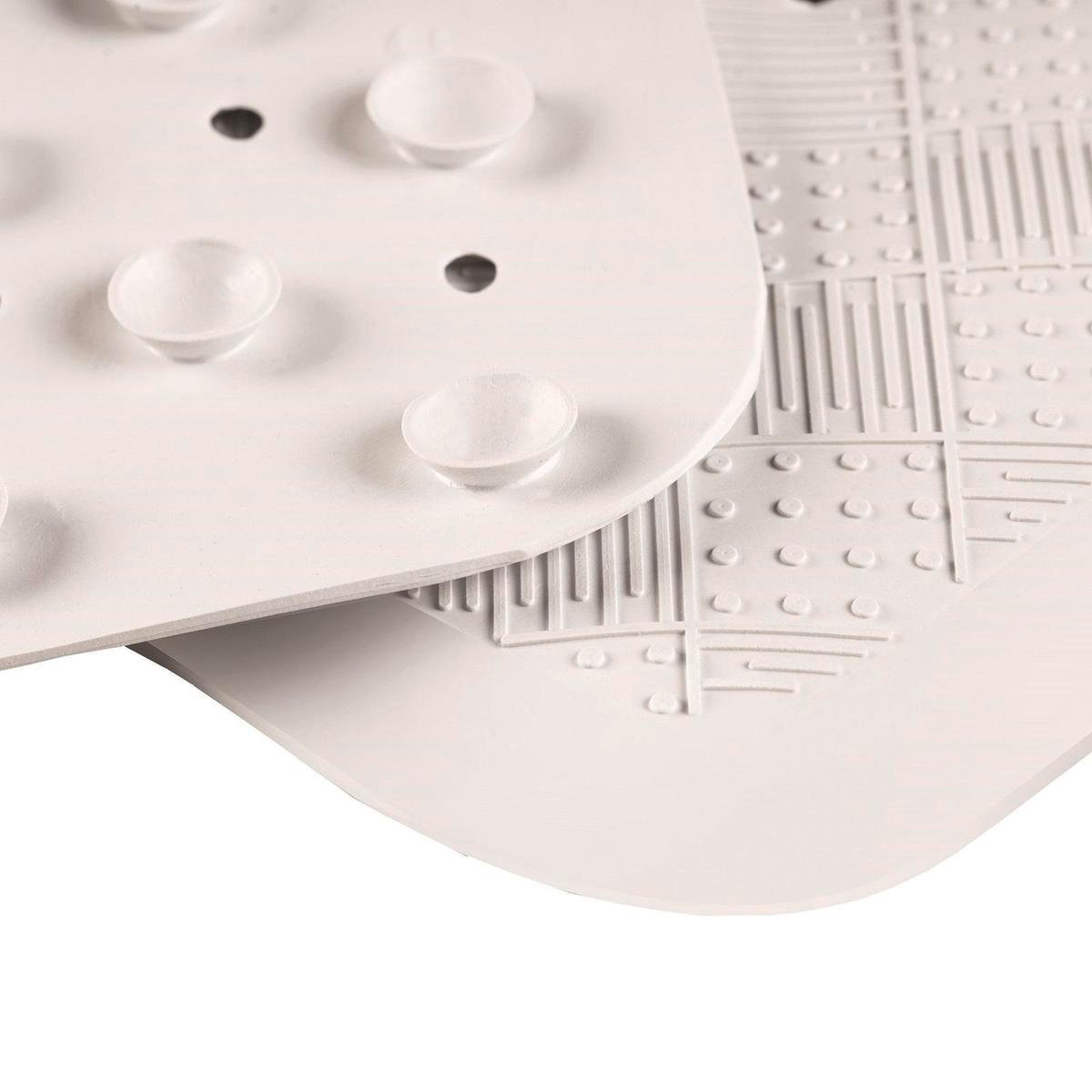 Barelli 53 x 53cm White Rubber Non-Slip Square Bath Mat Suction Cup