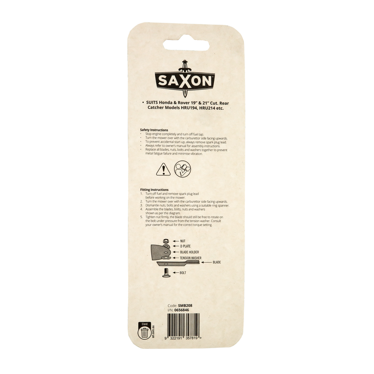 Saxon Honda Rover Blade Bolt Set - 2 Pack - 19”-21” Mower Replacement Blades - SuperSaverAU - view 2