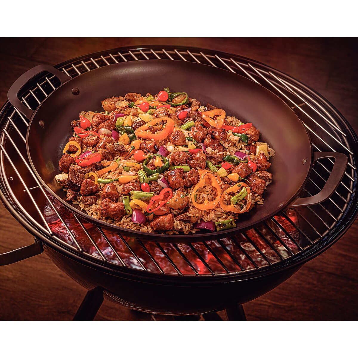 Tramontina Churrasco 40cm Round BBQ Griddle Pan - Black Nitrocarburized Carbon Steel - 20845040