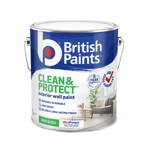 British Paints White Semi Gloss Clean & Protect Interior Paint 4L