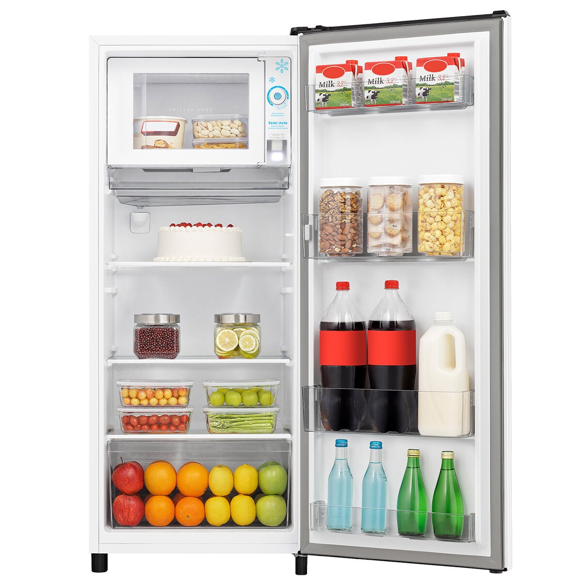 Hisense 179L bar fridge - white, chiller zone, fruit and vegetable crisper, XXL door balcony - HRBF179