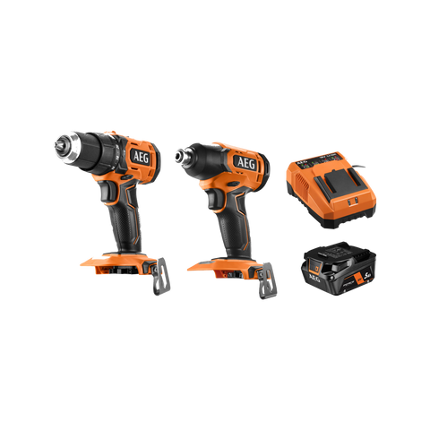 AEG 18V Hammer Drill & Impact Driver 2 Piece Combo Kit A18X251 - 5.0Ah Battery & Charger