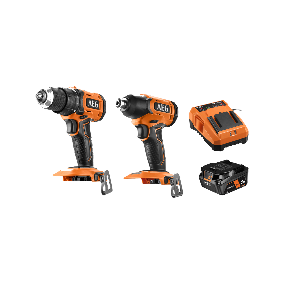 AEG 18V Hammer Drill & Impact Driver 2 Piece Combo Kit A18X251 - 5.0Ah Battery & Charger