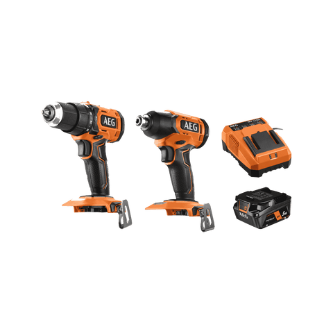 AEG 18V Hammer Drill & Impact Driver 2 Piece Combo Kit A18X251 - 5.0Ah Battery & Charger