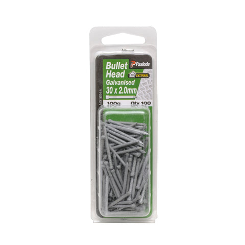 Paslode 30 x 2.0mm Galvanised Steel Bullet Head Nails - 100g 100 Pack