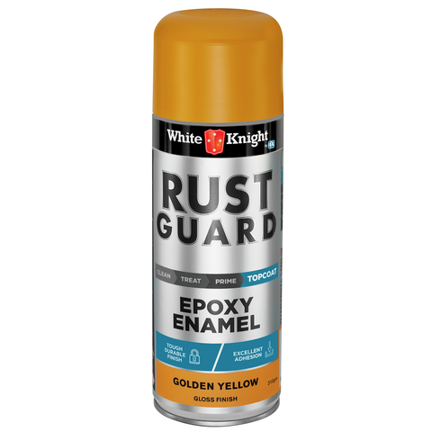 White Knight Rust Guard 310g Golden Yellow Gloss Epoxy Enamel Spray Paint for Metal