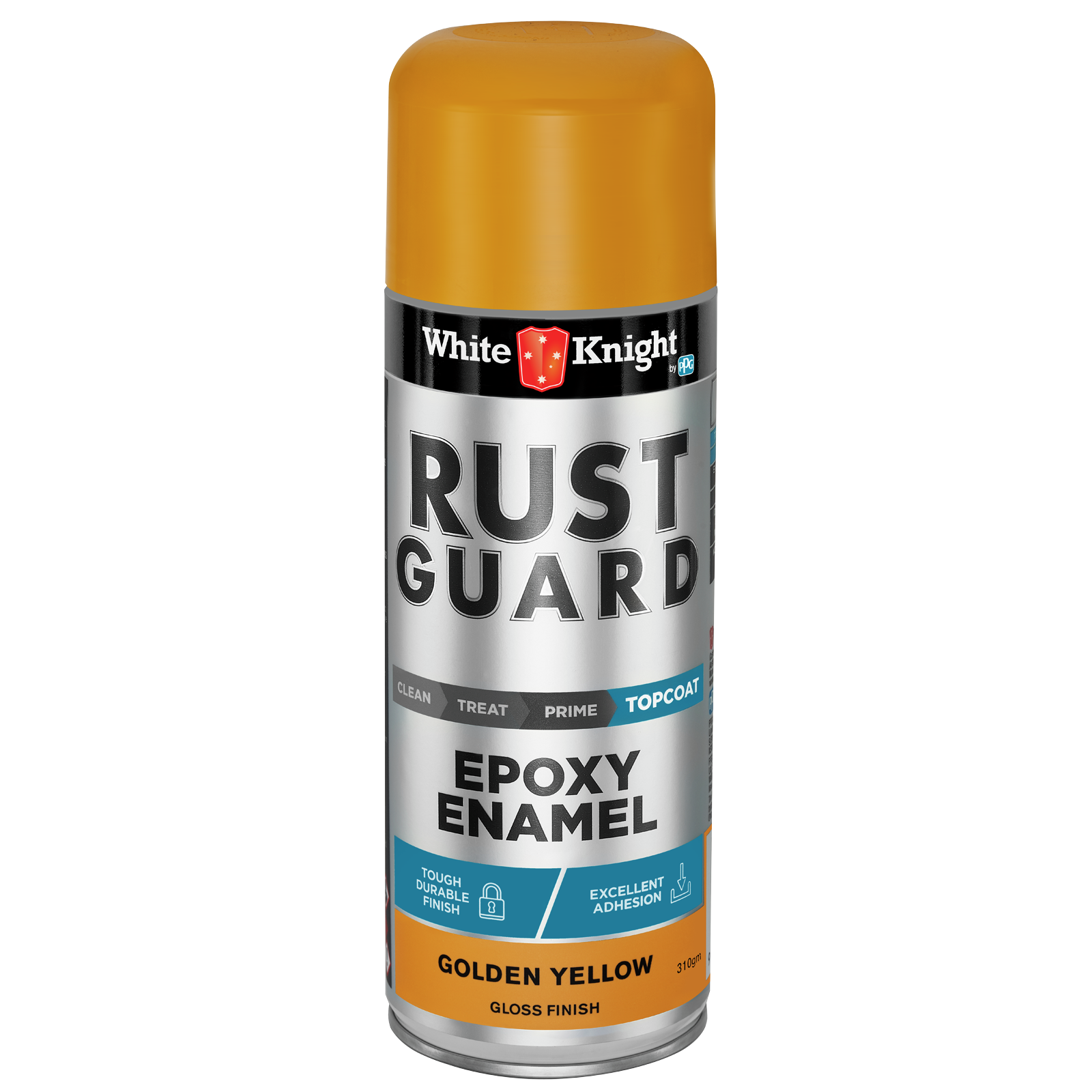 White Knight Rust Guard 310g Golden Yellow Gloss Epoxy Enamel Spray Paint for Metal