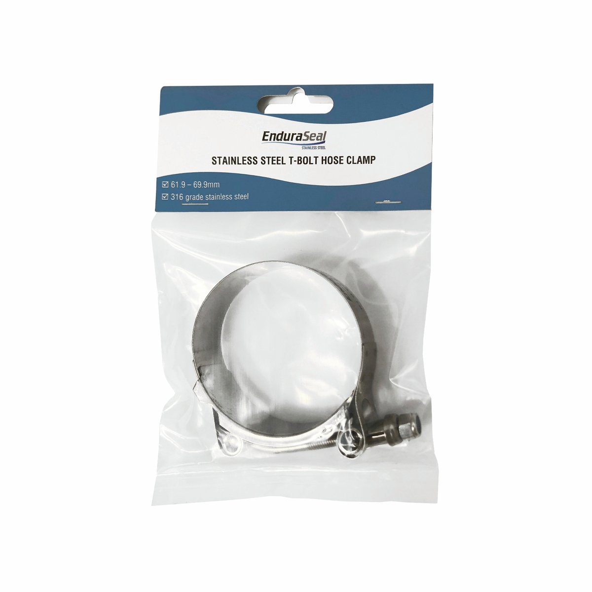 Enduraseal Stainless Steel T Bolt Hose Clamp 62-70mm - Heavy-Duty - SuperSaverAU - view 2
