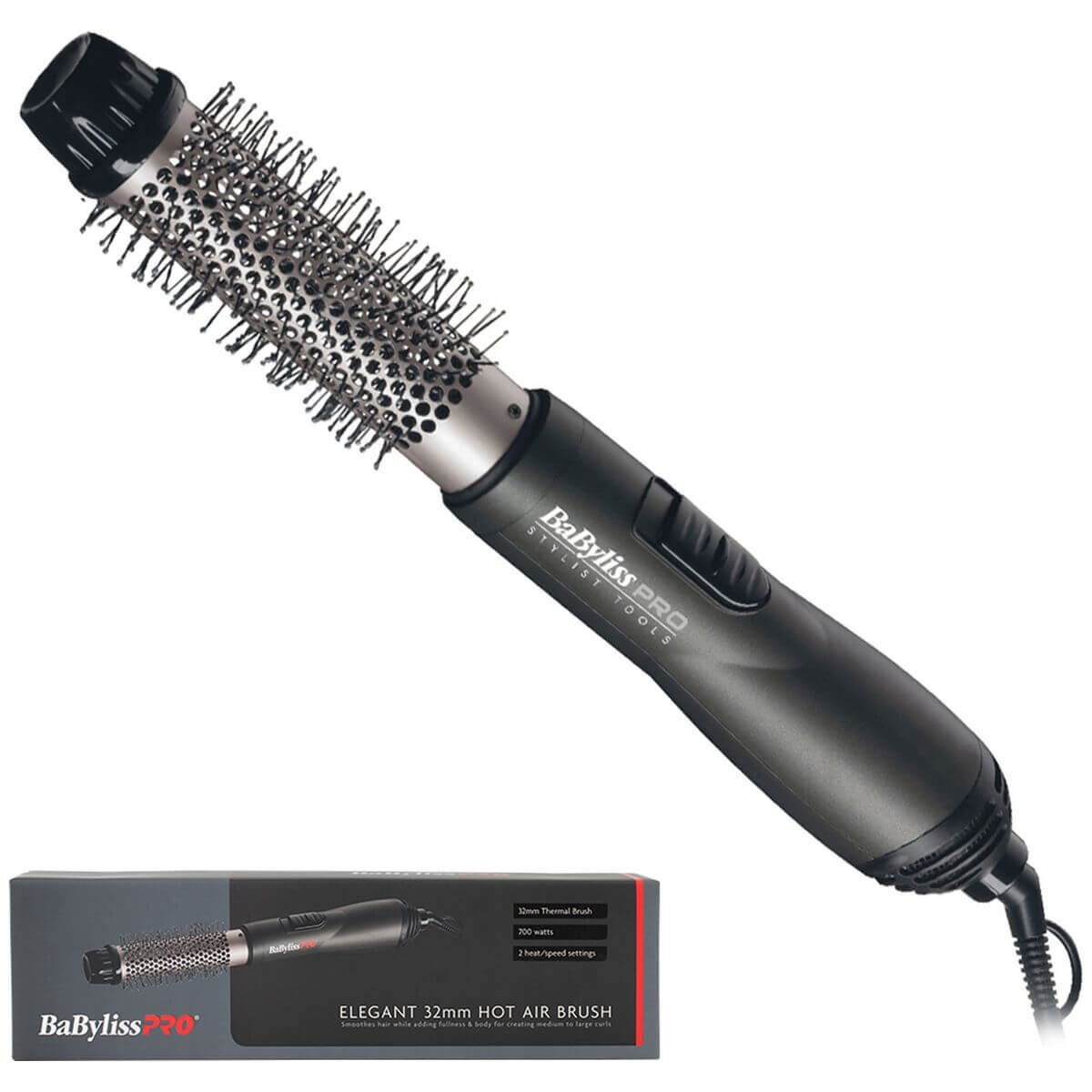 BaBylissPRO Elegant 32mm hot air brush - black, 700W motor, tourmaline ceramic barrel - 900839