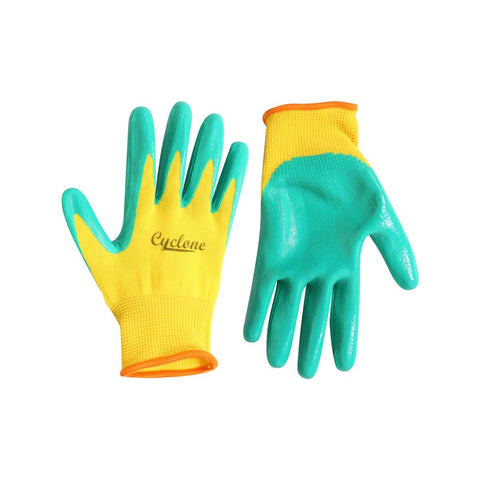 Cyclone Kids Garden Gloves Small Polyester Nitrile Non-Slip Grip - 1 Pair