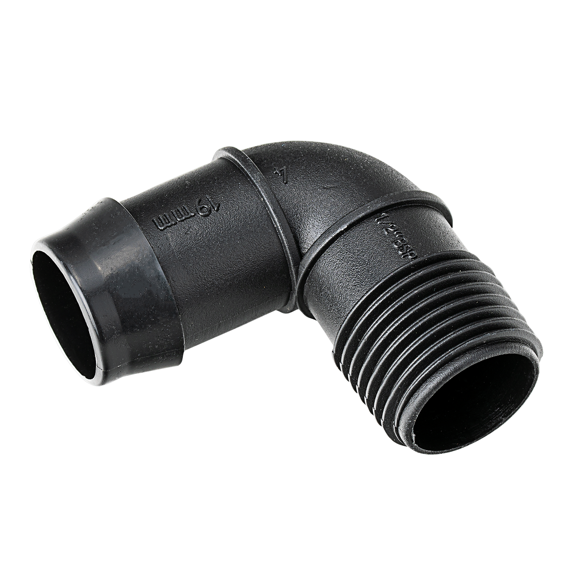 K Rain 19mm Barbed Elbow 15mm BSP Male 10 Pack - Black - 90-Degree Angle - SuperSaverAU - view 1