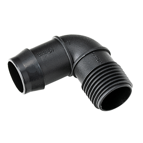 K Rain 19mm Barbed Elbow 15mm BSP Male 10 Pack - Black - 90-Degree Angle - SuperSaverAU - view 1
