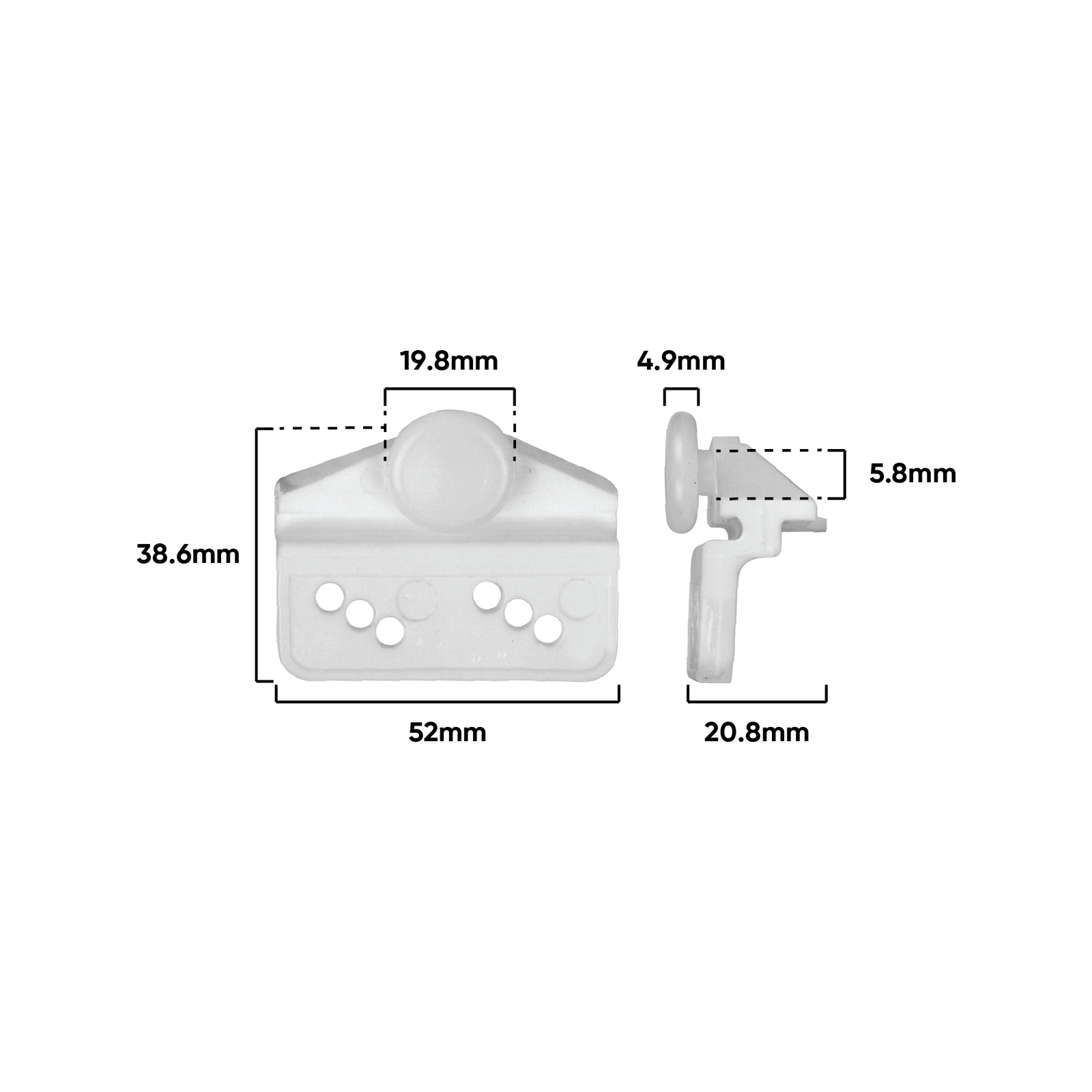 Rolltrak Adjustable Plastic Trolley and Acetal Roller - Shed Door