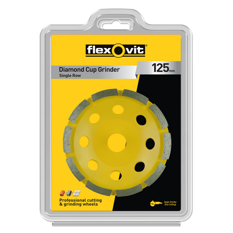 Flexovit 125mm Single Row Diamond Cup Grinder for Angle Grinders