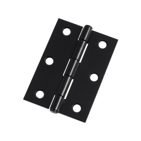 Lane 85mm Black Matte Fixed Pin Hinge Butt 2 Pack Steel