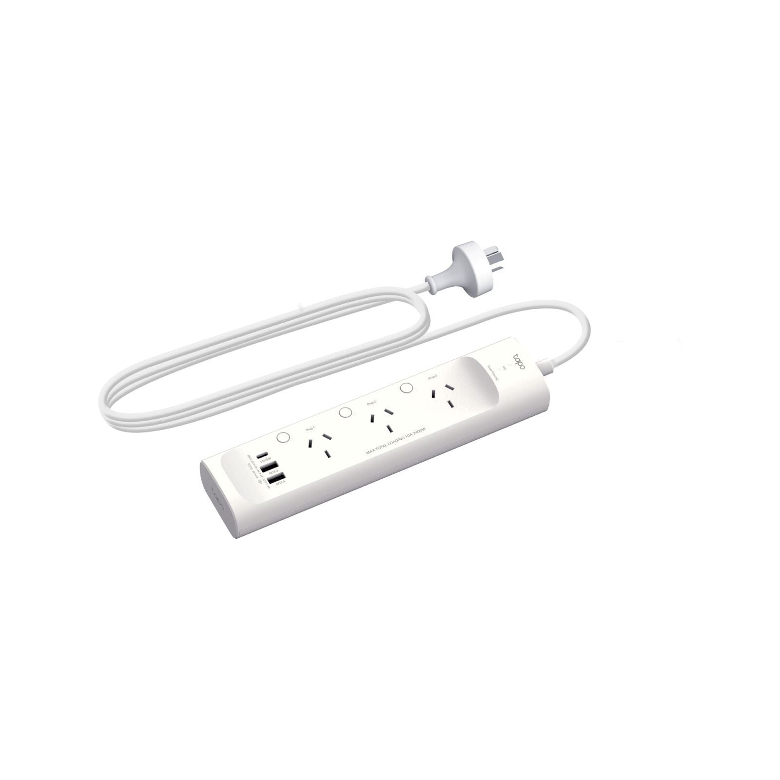 TP-Link Tapo 3-Outlet Smart Wi-Fi Power Strip with USB, White, 1.5m, TAPO-P300