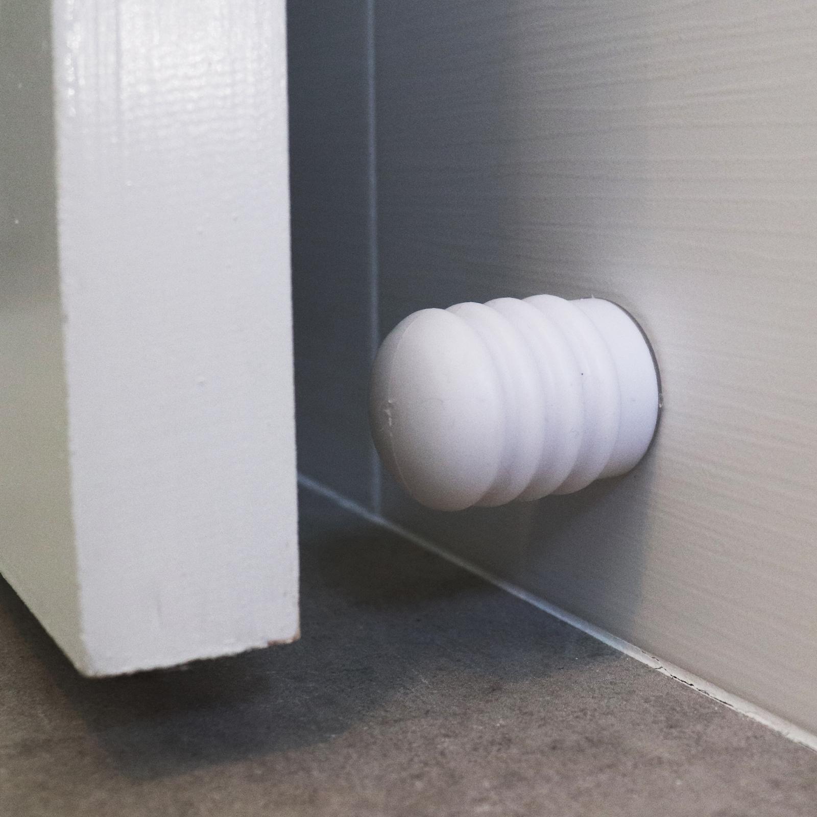 Adoored 45mm White Cushion Door Stop - Wall Mounted, Interior