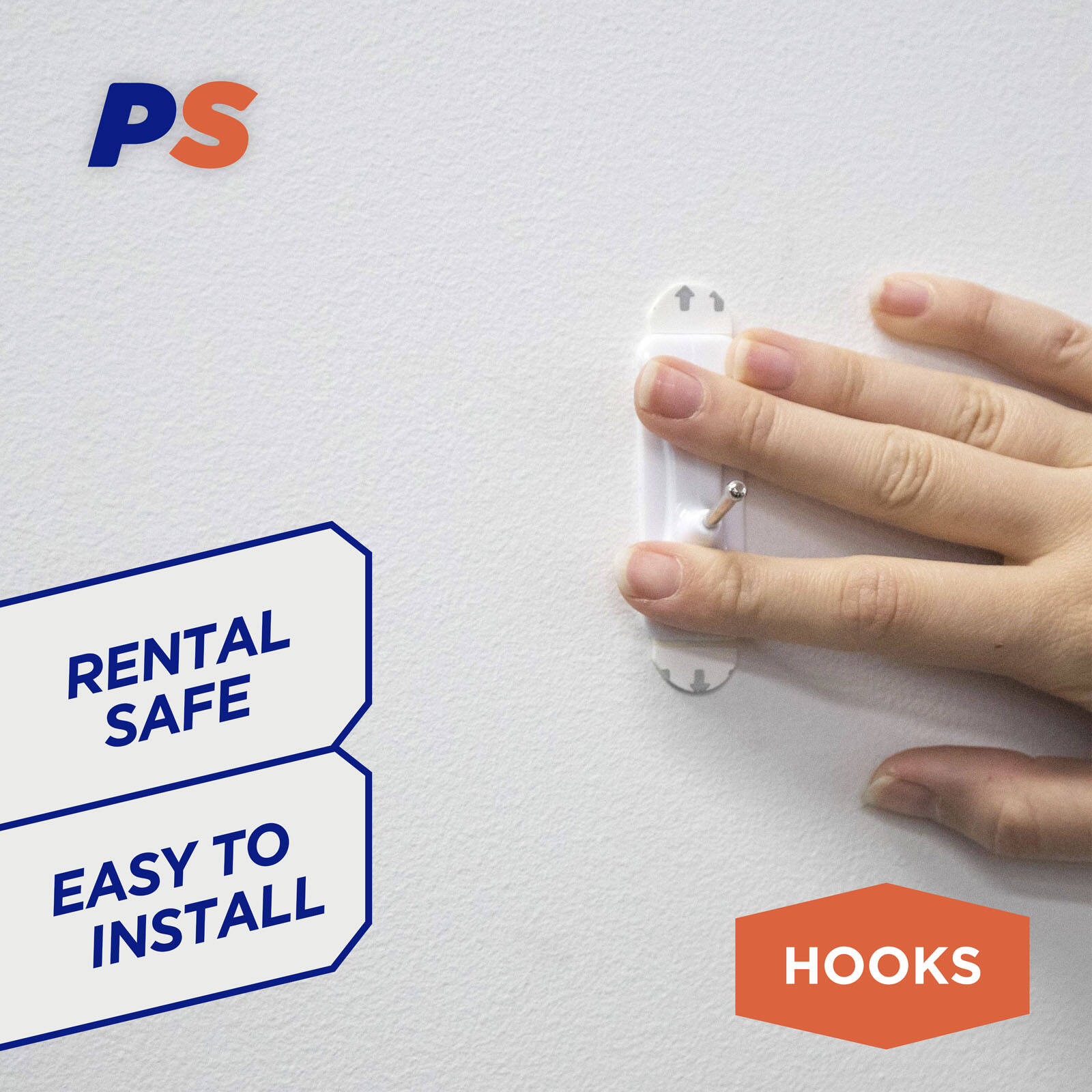 Permastik Medium Cosmo Wire Hooks - 6 Pack White Plastic Self-Adhesive