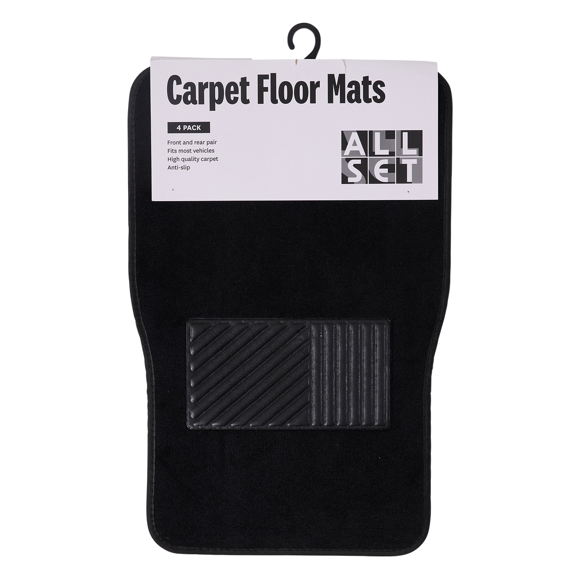 All Set Carpet Floor Mat 4 Pack - Vehicle Protection - 650mm x 435mm - Anti-Slip - SuperSaverAU - view 1