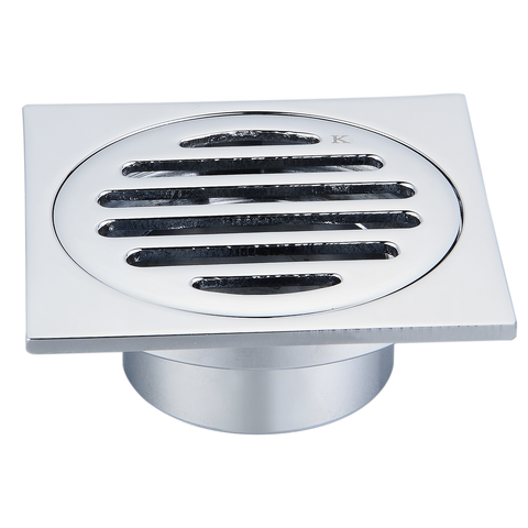 Kinetic 80mm Top x 50mm Base Chrome Plated Brass Square Floor Grate