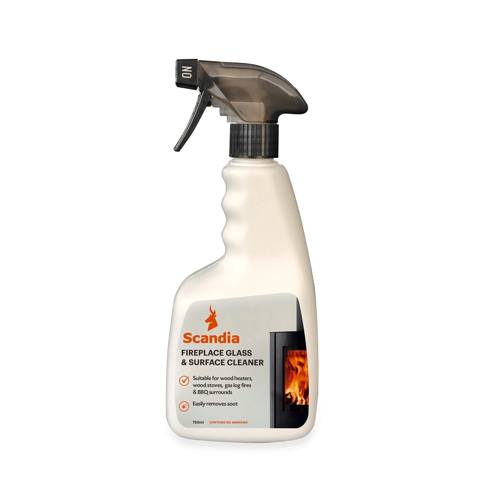 Scandia Glass and Surface Cleaner 750ml - Ammonia-Free Soot Remover